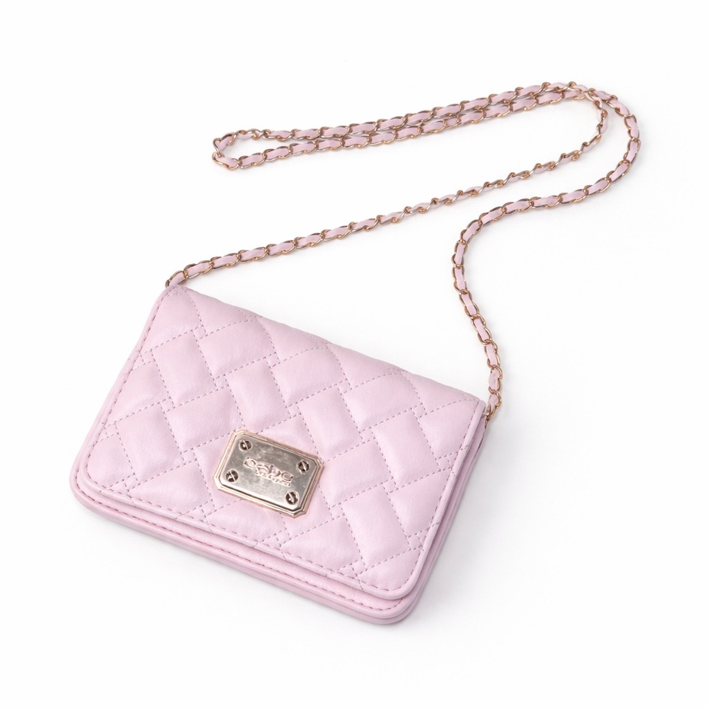 bebe Quilted Light Pink Chain Crossbody Bag